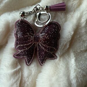 Purple Rhinestone Purse Bling Keychain
